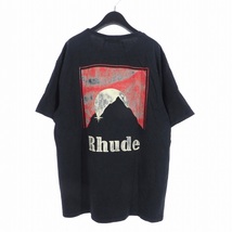 ルード RHUDE プリント Tシャツ 半袖 ユーズド加工 S 黒ブラック メンズ_画像2