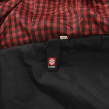 エレメント ELEMENT 中綿ジャケット ブルゾン ジップアップ フード 裏地ギンガムチェック ロゴ刺繍 M 黒 ブラック 赤 レッド_画像7