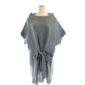  J & M Davidson J&M Davidsonmoheya wool knitted One-piece Mini short sleeves ribbon S gray /ES #OS #SH lady's 