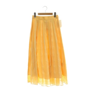  unused goods La Totalite La TOTALITE 22SSsia- block check skirt long maxi tuck flair 38 orange orange beige white 