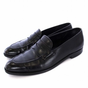 ジョンロブ JOHN LOBB BURGHLEY バーレー 4098ラスト コインローファー モカシン レザー 8.5E 27cm 黒 ブラック /KH メンズの画像1