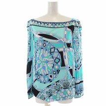 エミリオプッチ EMILIO PUCCI カットソー 総柄 長袖 I38 S 緑 グリーン /YI41 レディース_画像1