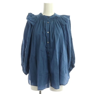 マリリンムーン Marilyn Moon princess frill volume sleeve blouse ブラウス シャツ 前開き 五分袖 七分袖 青 /NR ■OS レディース