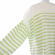 ルミノア Leminor バスクシャツ カットソー 七分袖 ボーダー 2 M 白 ホワイト 黄緑 グリーン /TK レディース_画像5