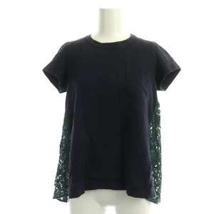  Sakai rack sacai luck back race short sleeves T-shirt cut and sewn cotton 1 navy blue green navy green /NR #OS lady's 