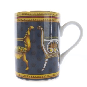  Gucci GUCCI Old Gucci Vintage mug coffee cup tableware chair pattern total pattern ceramics navy blue yellow multicolor #OH /SI2