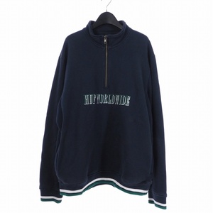 ハフ HUF SHADOW SERIF 1/4 ZIP MOCKNECK シャドー モックネック トレーナー スウェット ハーフジップ XL ネイビー FL00157 メンズ