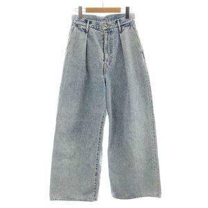 グラフペーパー ONLY ARK 別注 Selvage Denim Two Tuck Wide Pants デニムパンツ ジーンズ ワイド タック USED加工 0 XS ライトブルー