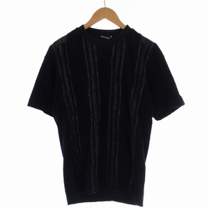 イッセイミヤケメン ISSEY MIYAKE MEN Tシャツ カットソー 半袖 クルーネック ニット切替 2 M 黒 ブラック ME01JK243 /BM メンズ