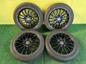 バリ山225/45R17 2018年スダットレス DUNLOP WINTER MAXX タイヤアルミセット 5穴 PCD100 ET+48 17×7J ハブ67mmプリウス インプレッサ等