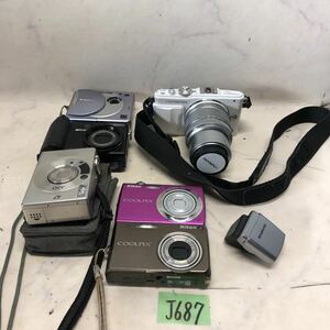 (J687)カメラ6台NIKON coolpix S220/S700/P5100/FUJIFILM FinePix50i/canon IXY/OLYMPUS PEN Lite E-PL6 