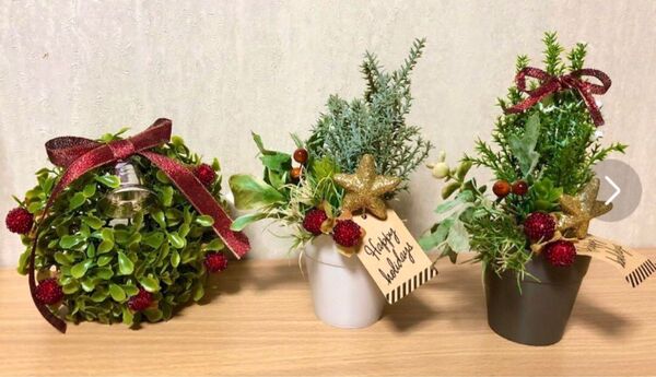 【ハンドメイド】クリスマス 飾り まんまるミニリース 置物 セット