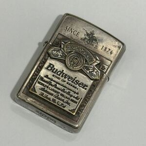 1円～ 中古品 火花確認済み ZIPPO ジッポー ライター オイルライター シルバーカラー Budweiser バドワイザー プレート貼り