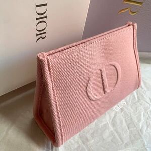 レア 新品本物 christian dior ポーチ ピンク ノベルティ ボタン式 限定 キャンバス コットン コスメポーチ 化粧ポーチ