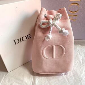 未使用本物christian dior カプチュールトータル 巾着ポーチ ピンクノベルティ キャンバス布地 ディオール コスメポーチメイクポーチ