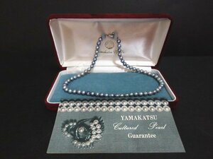 XA633△YAMAKATSU 山勝真珠店/ パールネックレス / 首回り40cm / 玉7㍉ / シルバー刻印あり / ケース入 /レディース用/アクセサリー/ 美品