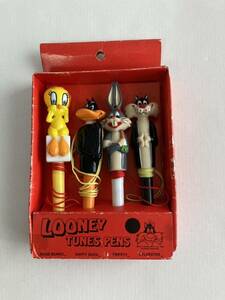 【LOONEY TUNES ルーニー・テューンズ】フィギュア　ボールペンセット　箱あり　当時物　レトロ