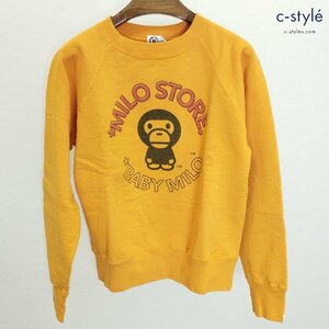 D033b [未使用品] A BATHING APE アベイシング エイプ マイロスウェット XS オレンジ BABY MILO 綿100％ 日本製 ロゴプリント | トップス G