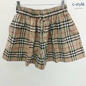 D128a [人気] BURBERRY バーバリー キュロットスカート 14Ｙ ブラウン ウエストゴム キッズ 女の子 | ボトムス G