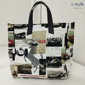 P343c [人気] Ferrari Photographic-tote bag ホワイト×ブラック フォトグラフィック ハンドバッグ ショルダー | ファッション小物 G