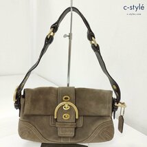 P362b [人気] COACH コーチ ワンショルダーバッグ カーキ 8A18 ミニバッグ ハンドバッグ スウェード | ファッション小物 G_画像1