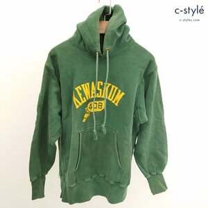 A195b [人気] Champion チャンピオン REVERSE WEAVE リバースウィーブ パーカー M グリーン プルオーバー 単色タグ | トップス K