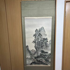 Art hand Auction 春景山水 風景画 美術品 掛軸 掛軸山水画 57, 美術品, 絵画, 水墨画