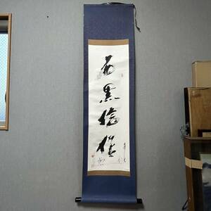 為石黑信作揄 書道 書 掛け軸 掛軸 古美術 文字 美術品 サイズ:157cm*40.5cm 573