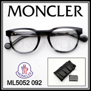 23479★新品本物！MONCLER ML5052 092 ブルー系 モンクレール セルフレーム メガネ キーホールブリッジ メンズ レディース