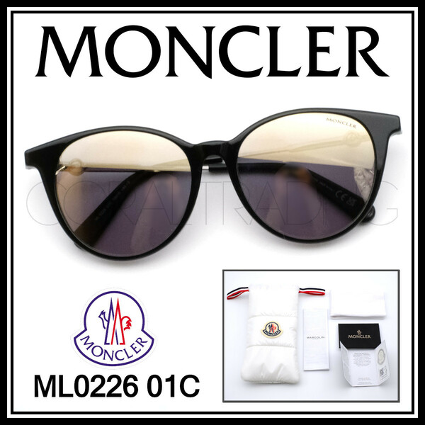 23483★新品本物！MONCLER ML0226 01C ブラック/ミラーレンズ モンクレール 高級サングラス ユニセックス 男女兼用 メンズ レディース