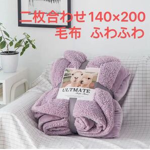 毛布 洗える おしゃれ 柔らかい ふわふわ中綿 春秋冬 二枚合わせ140×200 紫