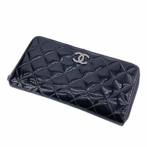 【中古】 CHANEL シャネル レディース財布 マトラッセ ブリリアント パテント ラウンド長財布 22021547 NT