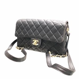 【中古】 CHANEL シャネル バックパック マトラッセ25 リュック ラムスキン ブラック 23038213 AK