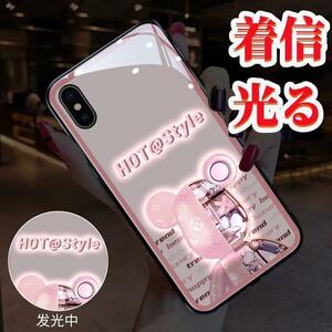 iPhone14 glass arrival luminescence shines smartphone case dressing up bear pink 