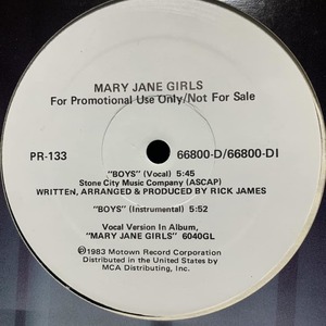 ◆ Mary Jane Girls - Boys ◆12inch US盤PROMO　ディスコ!! Produce by Rick James