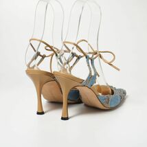 GO6925▽イタリア製*マノロブラニク Manolo Blahnik*アンクルストラップ*デニム*ミュール サンダル*靴*36.5(23.5cm相当)_画像3