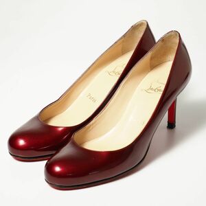 GO3160▽イタリア製*クリスチャンルブタン Christian Louboutin*パテントレザー*パンプス*35(22cm相当)*靴*バーガンディ