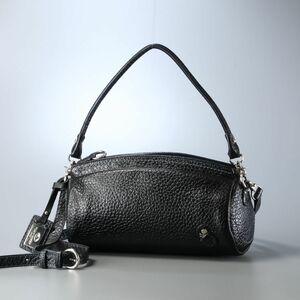 GO7951△*ペレボルサ/PELLE BORSA*レザー*2way ショルダーバッグ*ハンドバッグ*クロスボディバッグ*ポシェット*鞄*ブラック*黒