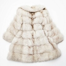 MF7304●Paris Fur Co.*フォックス*ファーコート*FOX*リアルファ―*本毛皮*アイボリー系_画像5