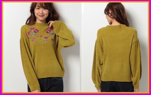 未使用 \4,900マスタードw closet 刺繍入りボトルネックプルオーバー 新品
