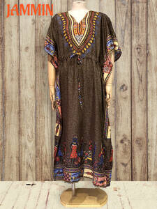  Africa n pattern long dress * ethnic * Asian * One-piece 