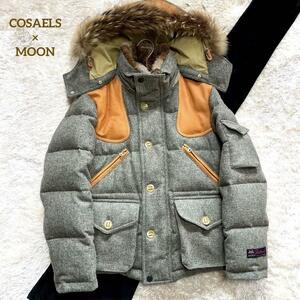 COSAELS×MOON社/希少/極美品】ダウンジャケット【コサエルズ×ムーン社/ラクーンファー/ダウン/4way/アウター/メンズ/レザー/本皮/Lサイズ