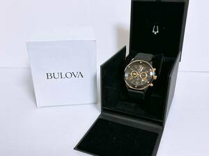 BULOVA ブローバ クォーツ クロノグラフ デイト メンズ腕時計 ブラック&ゴールド　箱付き