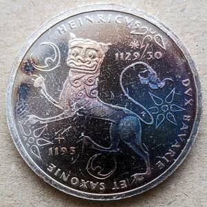1995年 西ドイツ ヘンリー・ザ・ライオン逝去500周年 10マルク 銀貨 UNC シュツットガルトミント