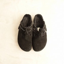 //ビルケンシュトック BIRKENSTOCK *Boston Shearing スウェードサンダル ナロー 38/24*黒革靴ファーシューズ(sh5-2310-83)【21K32】_画像1