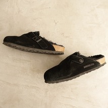 //ビルケンシュトック BIRKENSTOCK *Boston Shearing スウェードサンダル ナロー 38/24*黒革靴ファーシューズ(sh5-2310-83)【21K32】_画像6