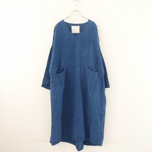 //【定価1.9万】イチ アンティークス ICHI Antiquite’s *リネンインディゴドレス*Vネックワンピース(33-2310-663)【10K32】_画像1