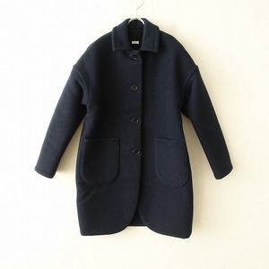 //【美品】ホームスパン homspun *ウールコート*M毛ネイビー紺ジャケット羽織アウター上着(jk25-2311-139)【32K32a】