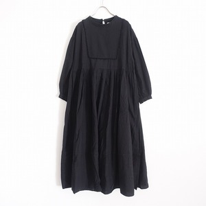 //ローブデポー ROBE de PEAU *コットンタックワンピース*F黒ブラック長袖ロングスリーブ(33-2310-230)【42J32】