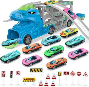 車 おもちゃ 恐竜 おもちゃ プラレール レール 建設車両 セット ミニカー トラック 組み立て おもちゃ 砂遊び 収納車 トレー